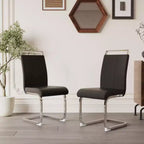 Lot de 2 chaises de salle à manger modernes à dossier haut avec pieds en métal en forme de C