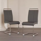 Lot de 2 chaises de salle à manger modernes à dossier haut avec pieds en métal en forme de C