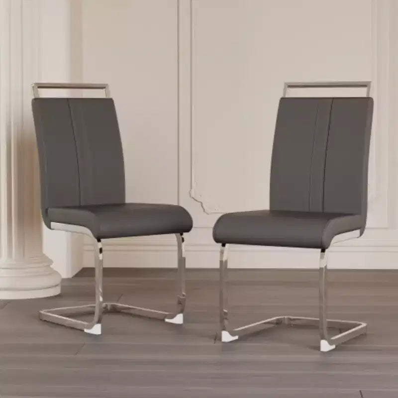 Lot de 2 chaises de salle à manger modernes à dossier haut avec pieds en métal en forme de C