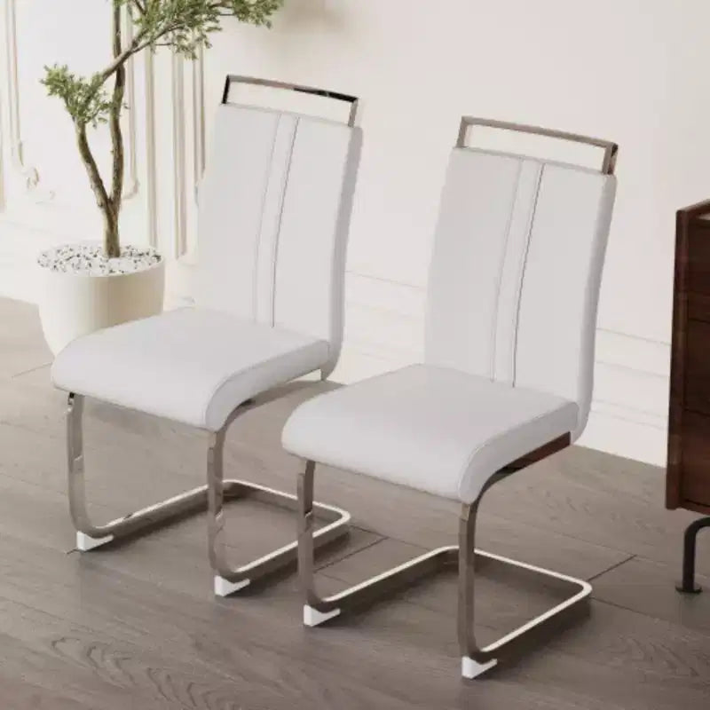 Lot de 2 chaises de salle à manger modernes à dossier haut avec pieds en métal en forme de C
