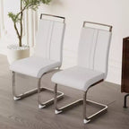 Lot de 2 chaises de salle à manger modernes à dossier haut avec pieds en métal en forme de C