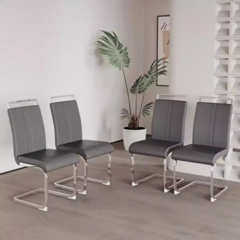 Lot de 2 chaises de salle à manger modernes à dossier haut avec pieds en métal en forme de C