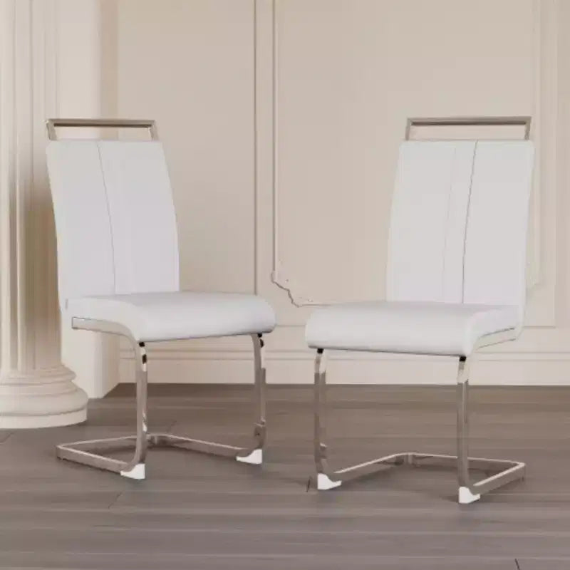 Lot de 2 chaises de salle à manger modernes à dossier haut avec pieds en métal en forme de C