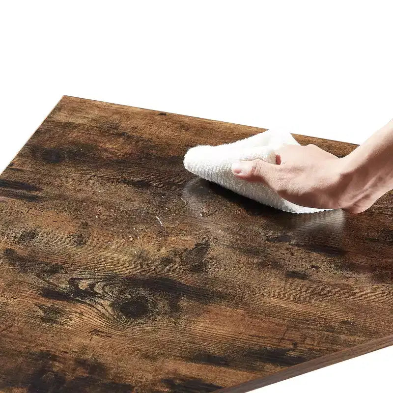 VECELO Bureau d'angle, table d'angle avec cadre en acier pour petit espace, forme triangulaire, marron