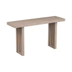 Console en placage de chêne au design unique avec des formes latérales distinctives, adaptée pour l'entrée, le couloir, le salon, le hall ou le vestibule.