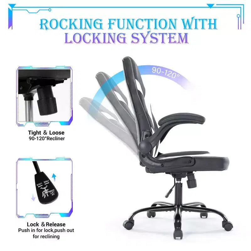 Chaise de jeu ultime JIONJOY : ergonomique, en cuir PU, chaise de bureau de direction avec accoudoirs relevables