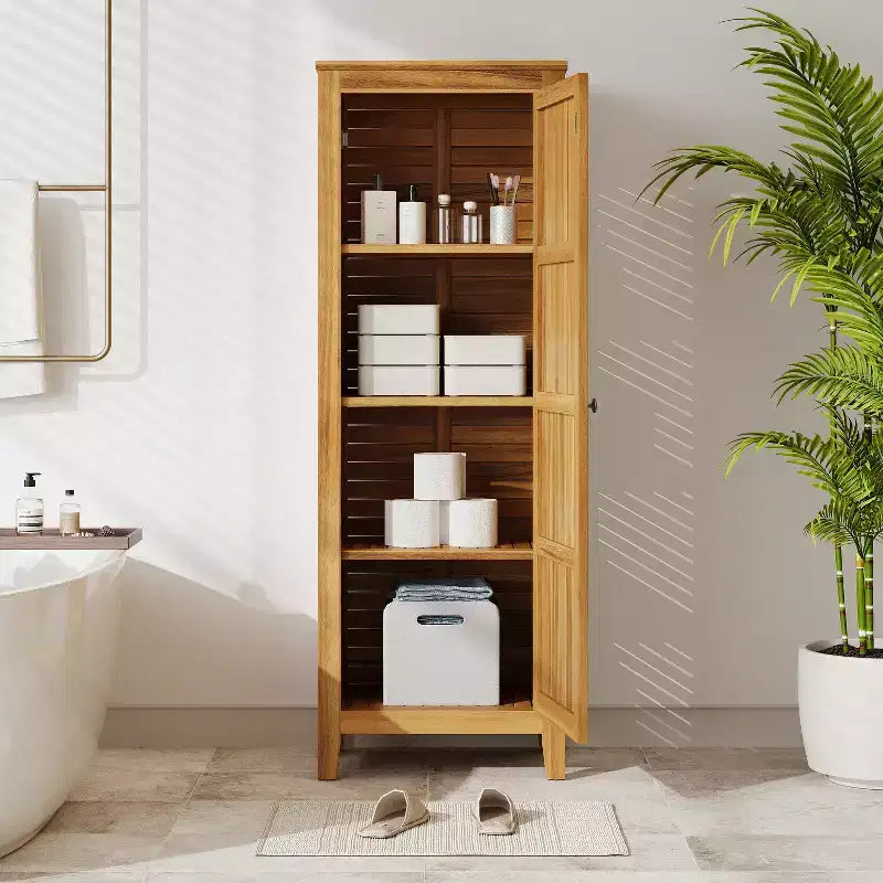 GDFStudio Grella – Meuble de rangement en bois d'acacia avec 3 étagères, teck