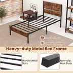 Cadre de lit Costway pour lits jumeaux/double/queen/king size avec tête de lit en bois, rangement sous le lit, pas besoin de sommier tapissier
