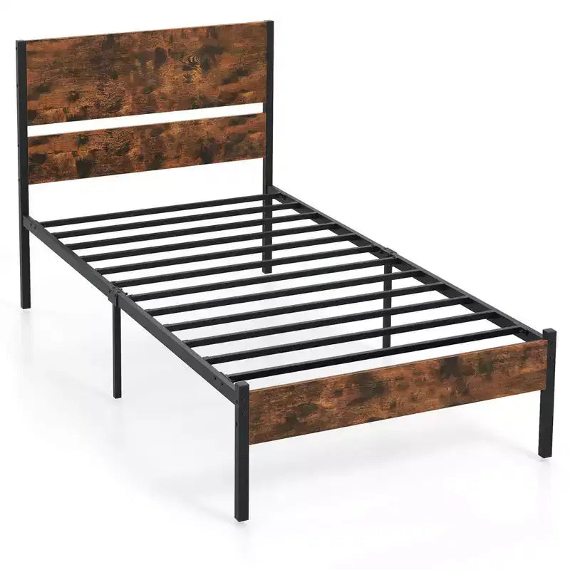 Cadre de lit Costway pour lits jumeaux/double/queen/king size avec tête de lit en bois, rangement sous le lit, pas besoin de sommier tapissier