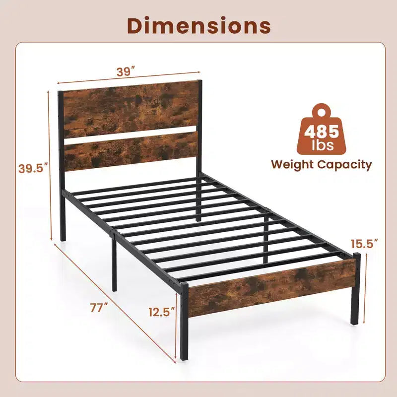 Cadre de lit Costway pour lits jumeaux/double/queen/king size avec tête de lit en bois, rangement sous le lit, pas besoin de sommier tapissier