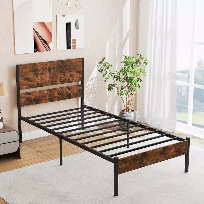 Cadre de lit Costway pour lits jumeaux/double/queen/king size avec tête de lit en bois, rangement sous le lit, pas besoin de sommier tapissier