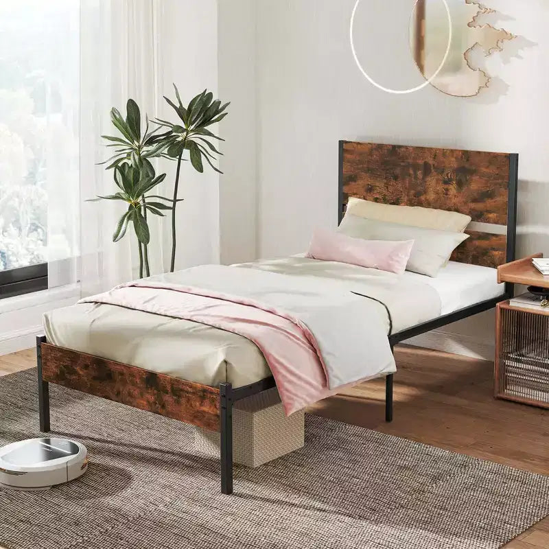 Cadre de lit Costway pour lits jumeaux/double/queen/king size avec tête de lit en bois, rangement sous le lit, pas besoin de sommier tapissier