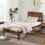 Cadre de lit Costway pour lits jumeaux/double/queen/king size avec tête de lit en bois, rangement sous le lit, pas besoin de sommier tapissier