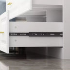 Armoire blanche Hitow, garde-robe moderne minimaliste, motifs à lignes, accessoires dorés