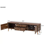 Meuble TV Mid-Century avec 2 tiroirs, console média pour TV jusqu'à 80'', centre de divertissement avec rangement, noyer - ModernLuxe
