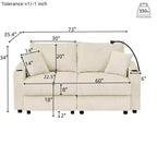Causeuse moderne en velours côtelé GDFStudio Jean 73 avec porte-gobelets, rangement dans les accoudoirs, support de téléphone portable et pouf