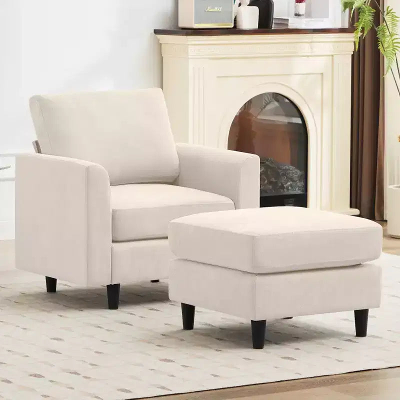 Fauteuil d'appoint Hyleory Modern Comfort avec Ottomane - Idéal Salon Chambre à Coucher, Essentiel pour Coin Lecture Moderne et Simple