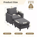 Fauteuil d'appoint Hyleory Modern Comfort avec Ottomane - Idéal Salon Chambre à Coucher, Essentiel pour Coin Lecture Moderne et Simple