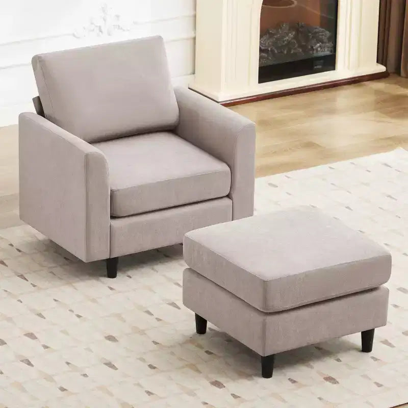 Fauteuil d'appoint Hyleory Modern Comfort avec Ottomane - Idéal Salon Chambre à Coucher, Essentiel pour Coin Lecture Moderne et Simple