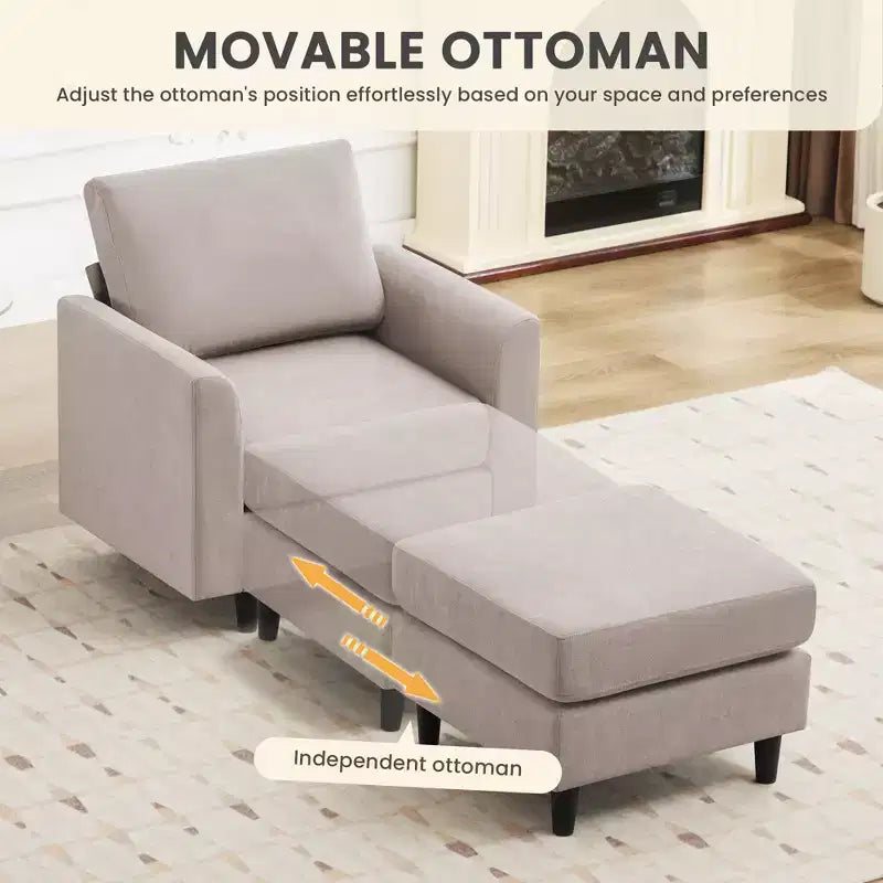 Fauteuil d'appoint Hyleory Modern Comfort avec Ottomane - Idéal Salon Chambre à Coucher, Essentiel pour Coin Lecture Moderne et Simple