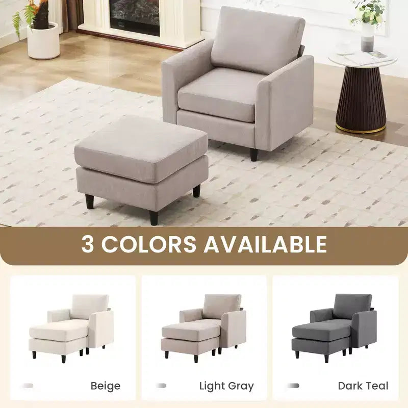 Fauteuil d'appoint Hyleory Modern Comfort avec Ottomane - Idéal Salon Chambre à Coucher, Essentiel pour Coin Lecture Moderne et Simple