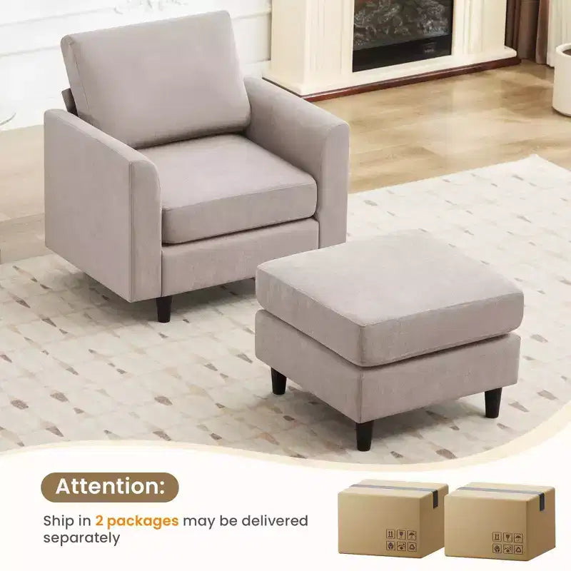 Fauteuil d'appoint Hyleory Modern Comfort avec Ottomane - Idéal Salon Chambre à Coucher, Essentiel pour Coin Lecture Moderne et Simple