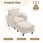Fauteuil d'appoint Hyleory Modern Comfort avec Ottomane - Idéal Salon Chambre à Coucher, Essentiel pour Coin Lecture Moderne et Simple