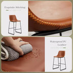 Chaises de salle à manger industrielles peu encombrantes : Base métallique discrète + assise en similicuir profilée, idéales pour les îlots de cuisine