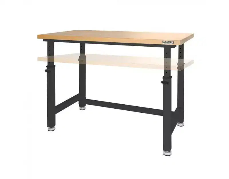 Table d'établi robuste UltraHD de Seville Classics avec plateau en bois, 48 po L x 24 po P x 28 à 42 po H