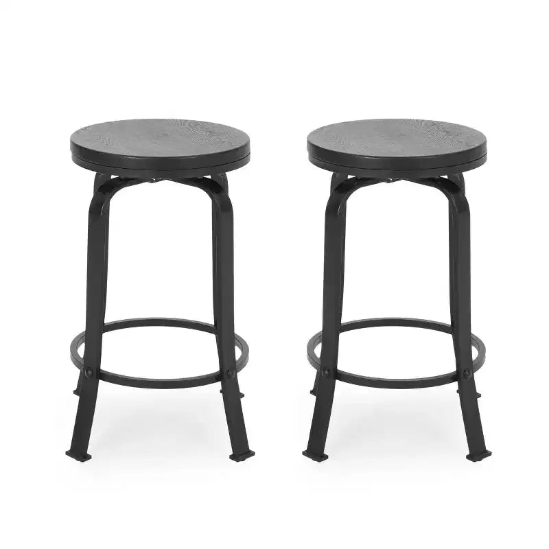 GDFStudio Comet Modern Industrial Iron 24.25 Inch Backless Swivel Counter Stools (Set of 2)