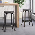 Tabourets de comptoir pivotants sans dossier GDFStudio Comet Modern Industrial Iron de 61,6 cm (lot de 2)