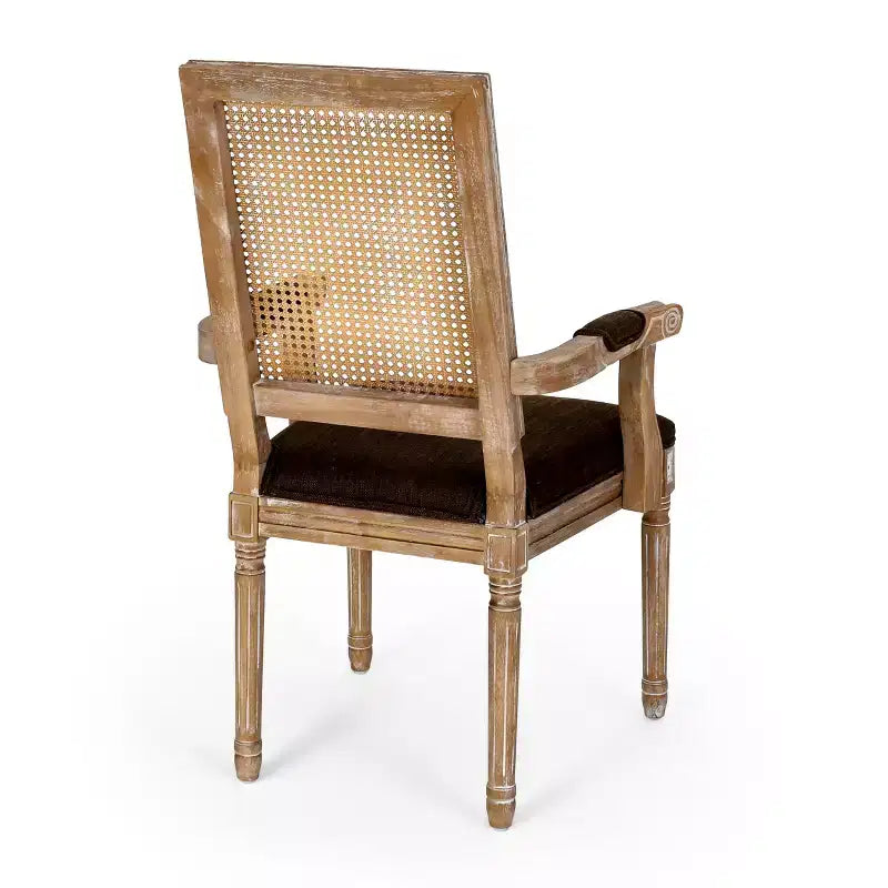 Chaises de salle à manger rembourrées GDFStudio Zentner en bois et cannage de style champêtre (lot de 2)