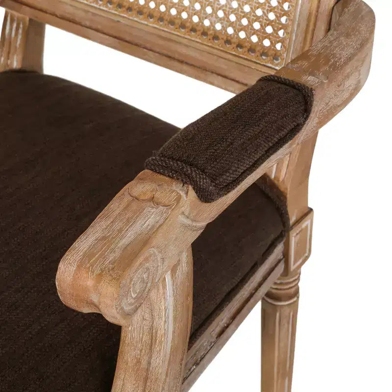 Chaises de salle à manger rembourrées GDFStudio Zentner en bois et cannage de style champêtre (lot de 2)