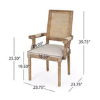 Chaises de salle à manger rembourrées GDFStudio Zentner en bois et cannage de style champêtre (lot de 2)