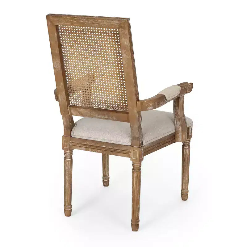 Chaises de salle à manger rembourrées GDFStudio Zentner en bois et cannage de style champêtre (lot de 2)