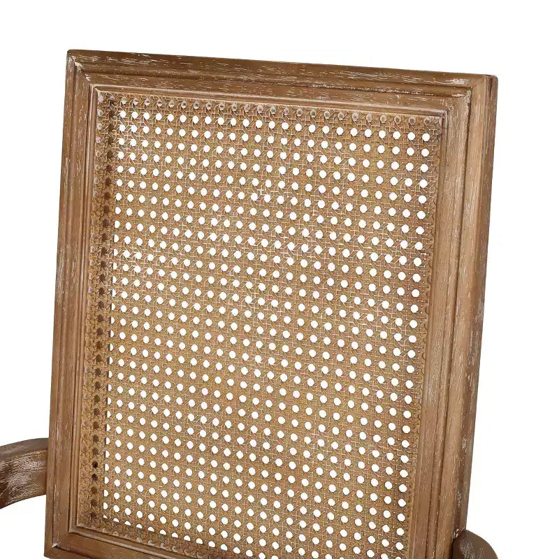 Chaises de salle à manger rembourrées GDFStudio Zentner en bois et cannage de style champêtre (lot de 2)