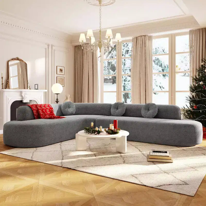 Christopher Knight Home Patrick 122 Canapé d'angle moderne très grand en chenille avec oreillers