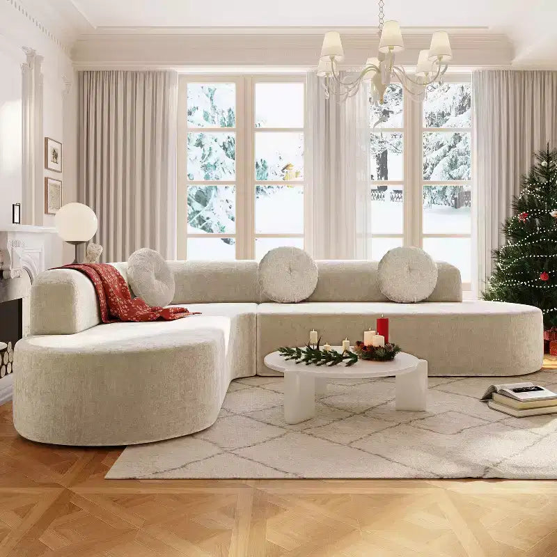 Christopher Knight Home Patrick 122 Canapé d'angle moderne très grand en chenille avec oreillers