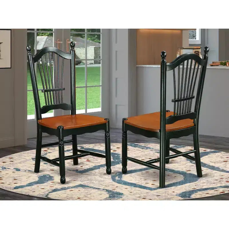 HomeStock Rustic Retreat Dining Chairs - Slat Back Wood Seat Kitchen Chairs, Set of 2