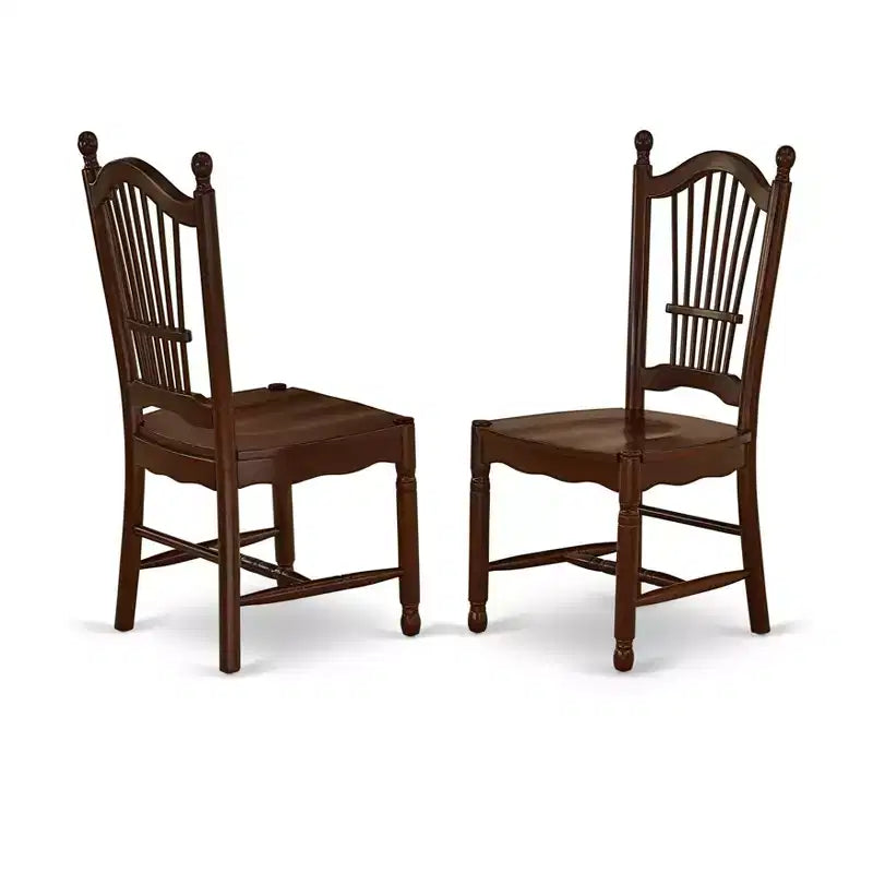 Chaises de salle à manger HomeStock Rustic Retreat - Chaises de cuisine à dossier à lattes en bois, lot de 2