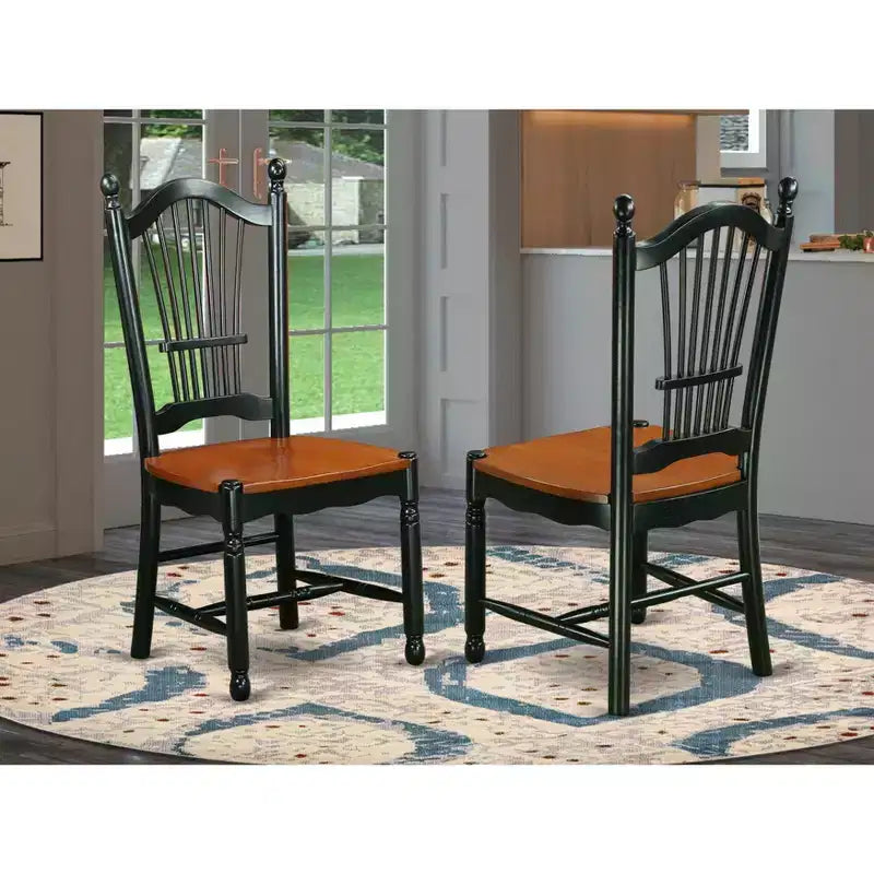 Chaises de salle à manger HomeStock Rustic Retreat - Chaises de cuisine à dossier à lattes en bois, lot de 2