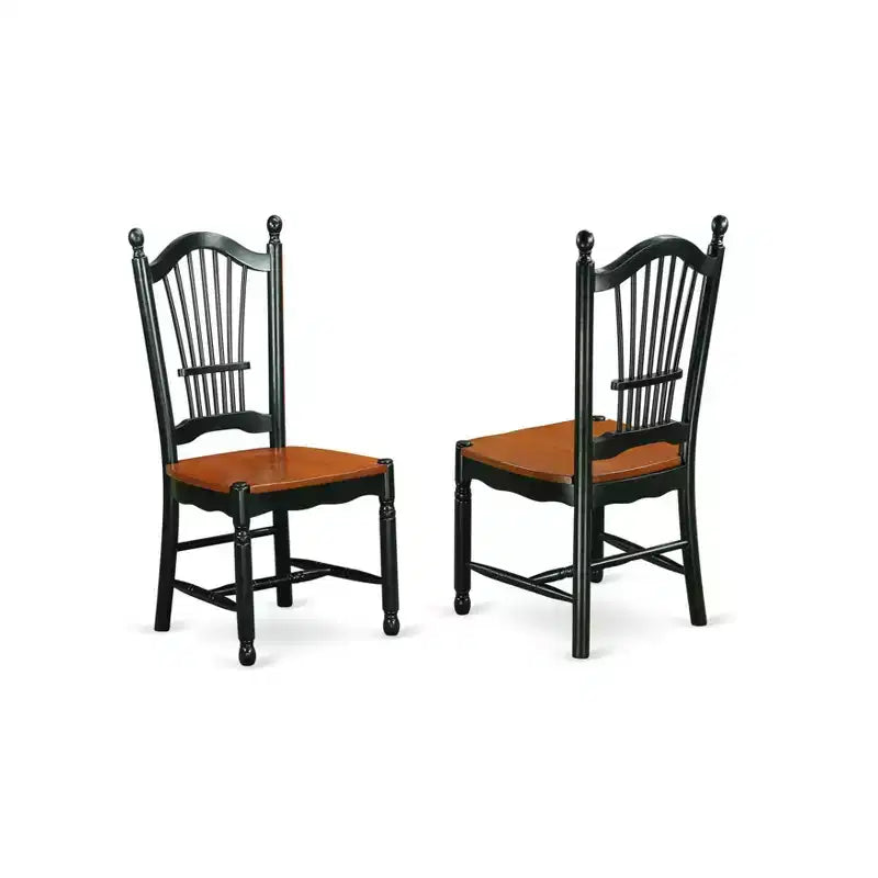 Chaises de salle à manger HomeStock Rustic Retreat - Chaises de cuisine à dossier à lattes en bois, lot de 2