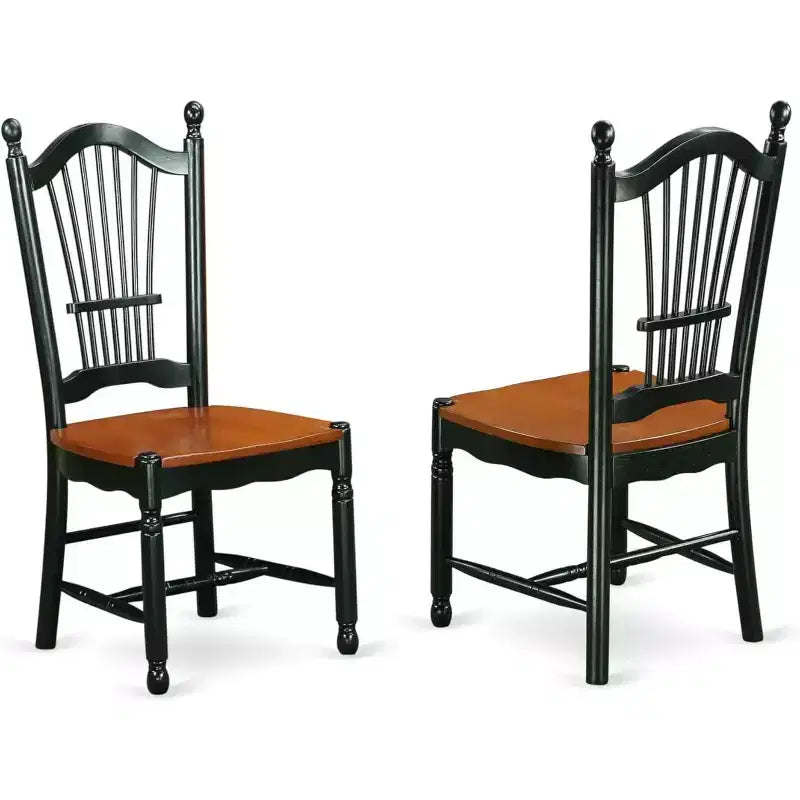 Chaises de salle à manger HomeStock Rustic Retreat - Chaises de cuisine à dossier à lattes en bois, lot de 2
