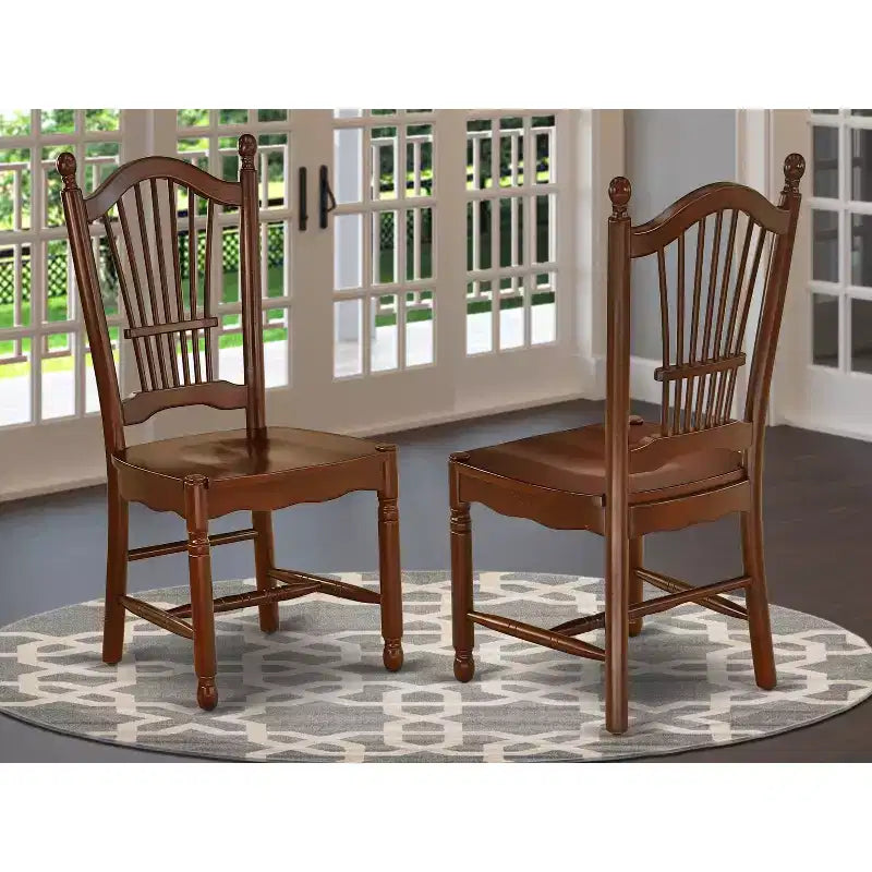 Chaises de salle à manger HomeStock Rustic Retreat - Chaises de cuisine à dossier à lattes en bois, lot de 2