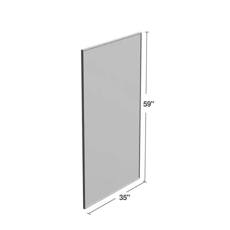 Miroir mural rectangulaire argenté en alliage d'aluminium à bords fins, 150x90x2cm (sans support)
