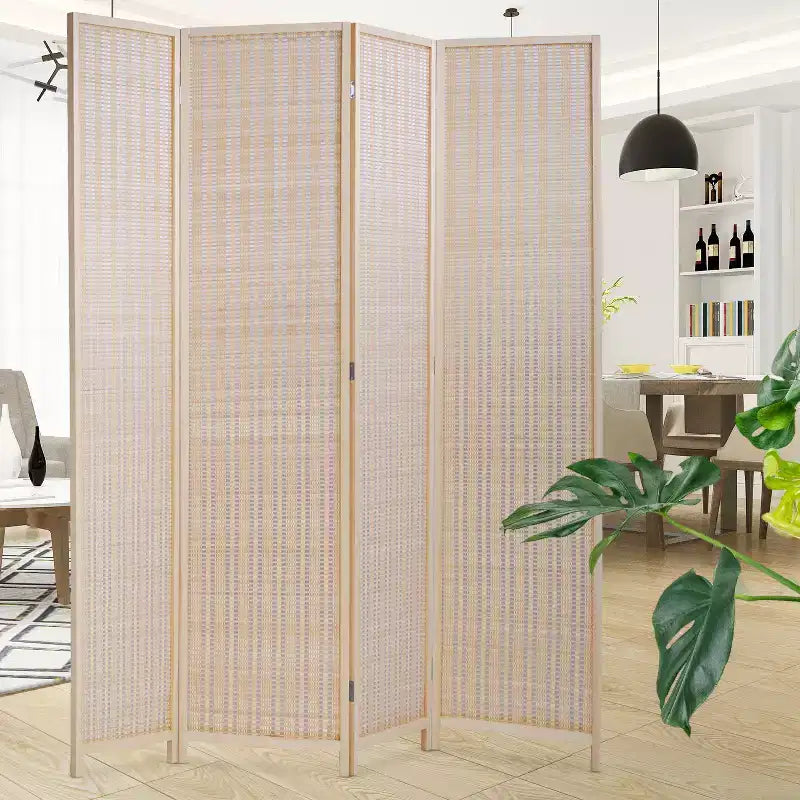 BestMassage Séparateur de pièce 4/6 panneaux 1,8 m de haut en bambou Paravent portatif
