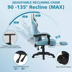 Fauteuil de jeu de massage en cuir Hoffree, chaise de bureau ergonomique pour PC avec repose-pieds et réglable