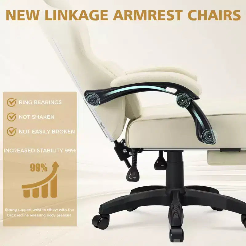 Fauteuil de jeu de massage en cuir Hoffree, chaise de bureau ergonomique pour PC avec repose-pieds et réglable