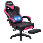 Fauteuil de jeu de massage en cuir Hoffree, chaise de bureau ergonomique pour PC avec repose-pieds et réglable