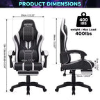 Chaise de jeu massante extra large Hoffree, chaise de bureau PC ergonomique avec haut-parleur Bluetooth et lumière RVB